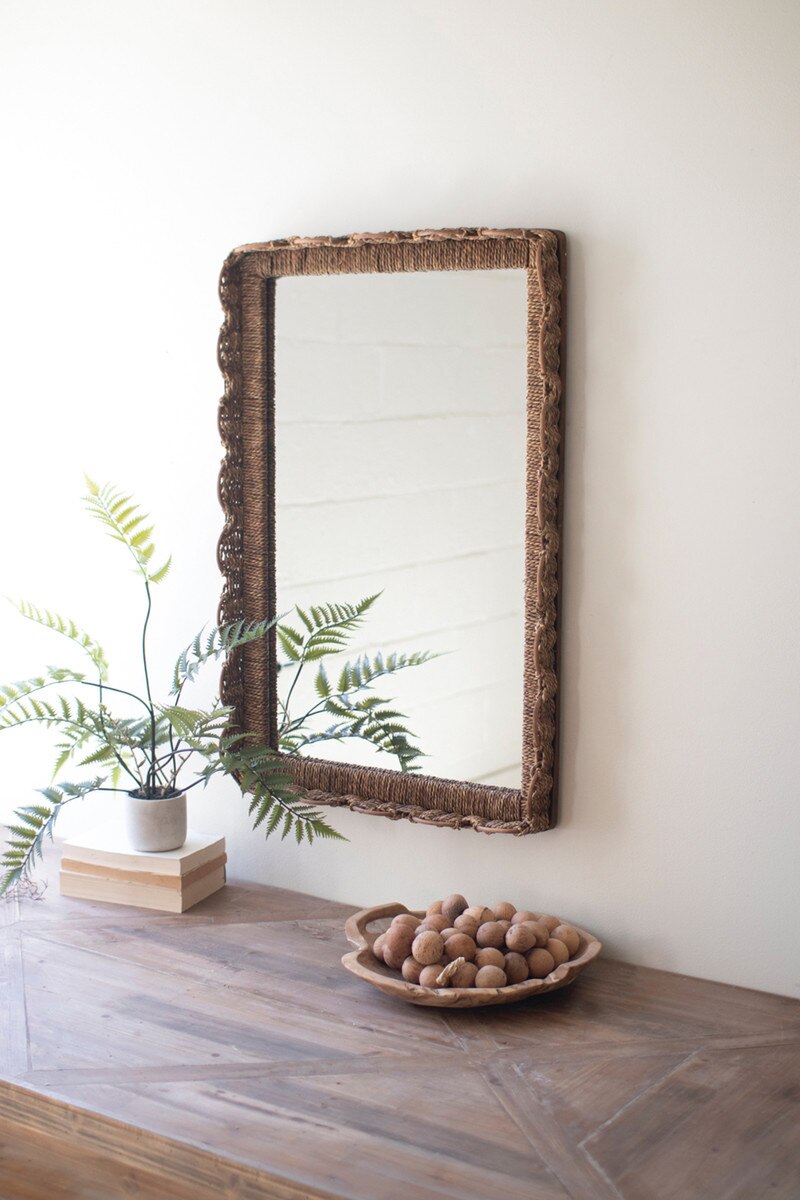 Rectangle Basket Framed Wall Mirror