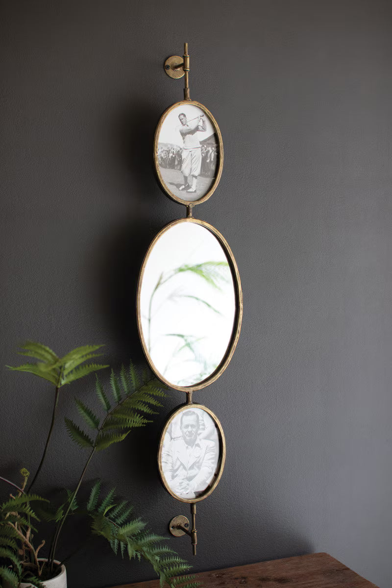 Antique Gold Rotating Wall Mirror and Photo Frames