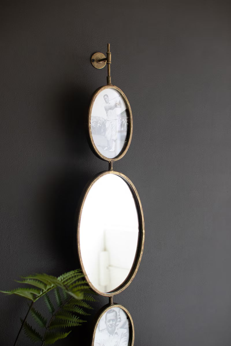 Antique Gold Rotating Wall Mirror and Photo Frames