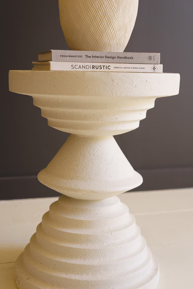 White Stone Composite Round Side Table