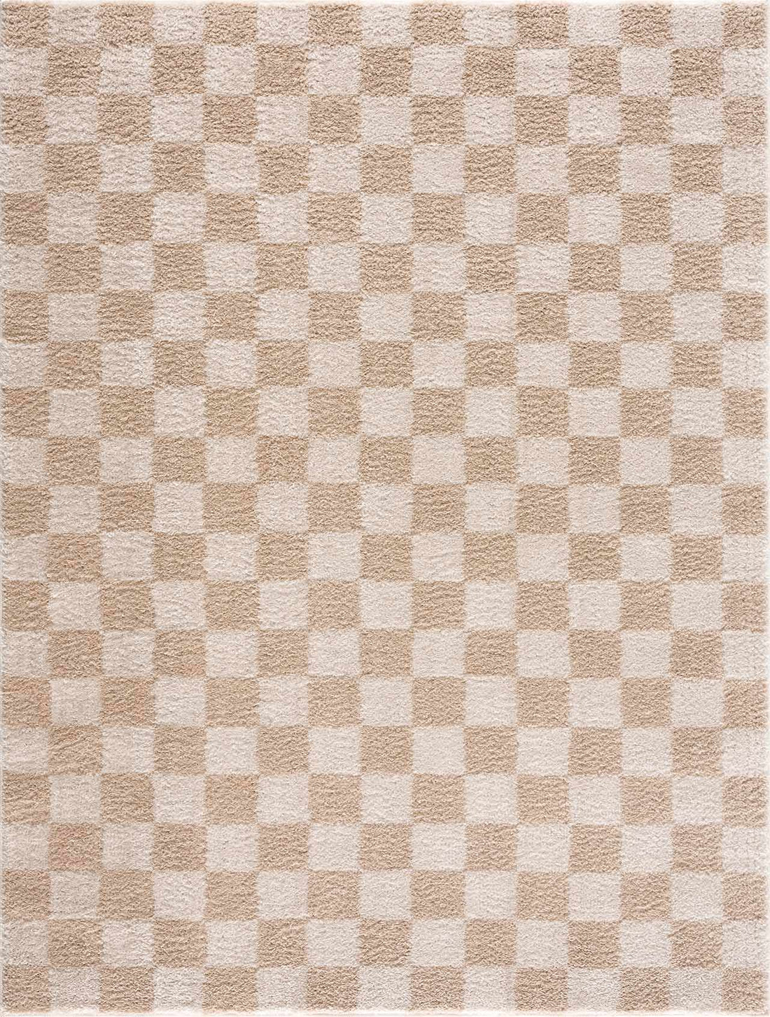 Canika Checkered Cream Washable Area Rug
