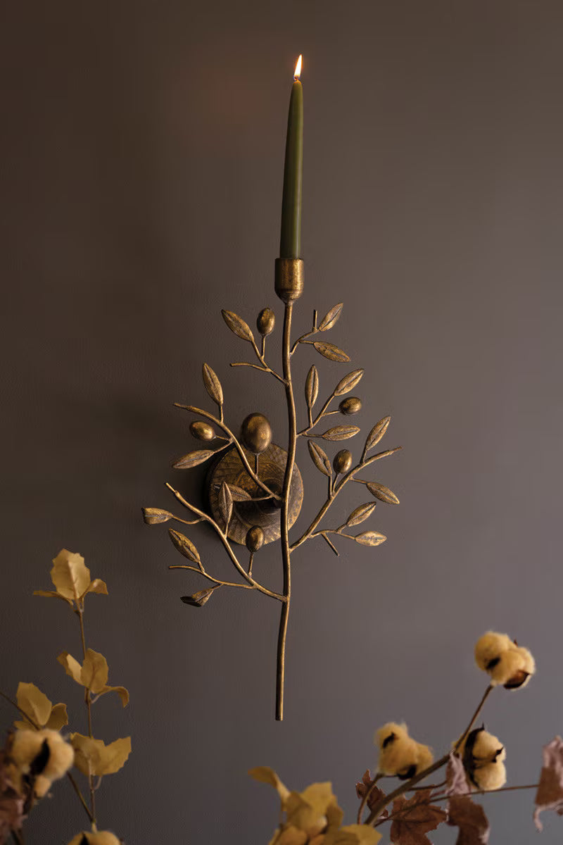 Antique Brass Fruit Tree Taper Wall Sconce