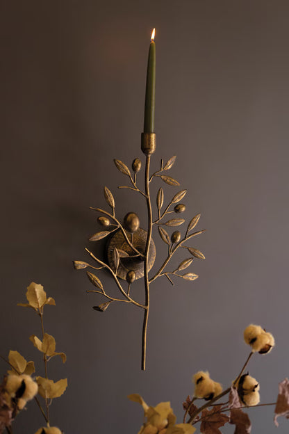 Antique Brass Fruit Tree Taper Wall Sconce