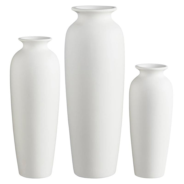 Matte White Tall Vase - Set of 3