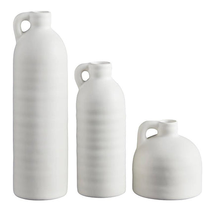 White Vase with Handle - Set of 3