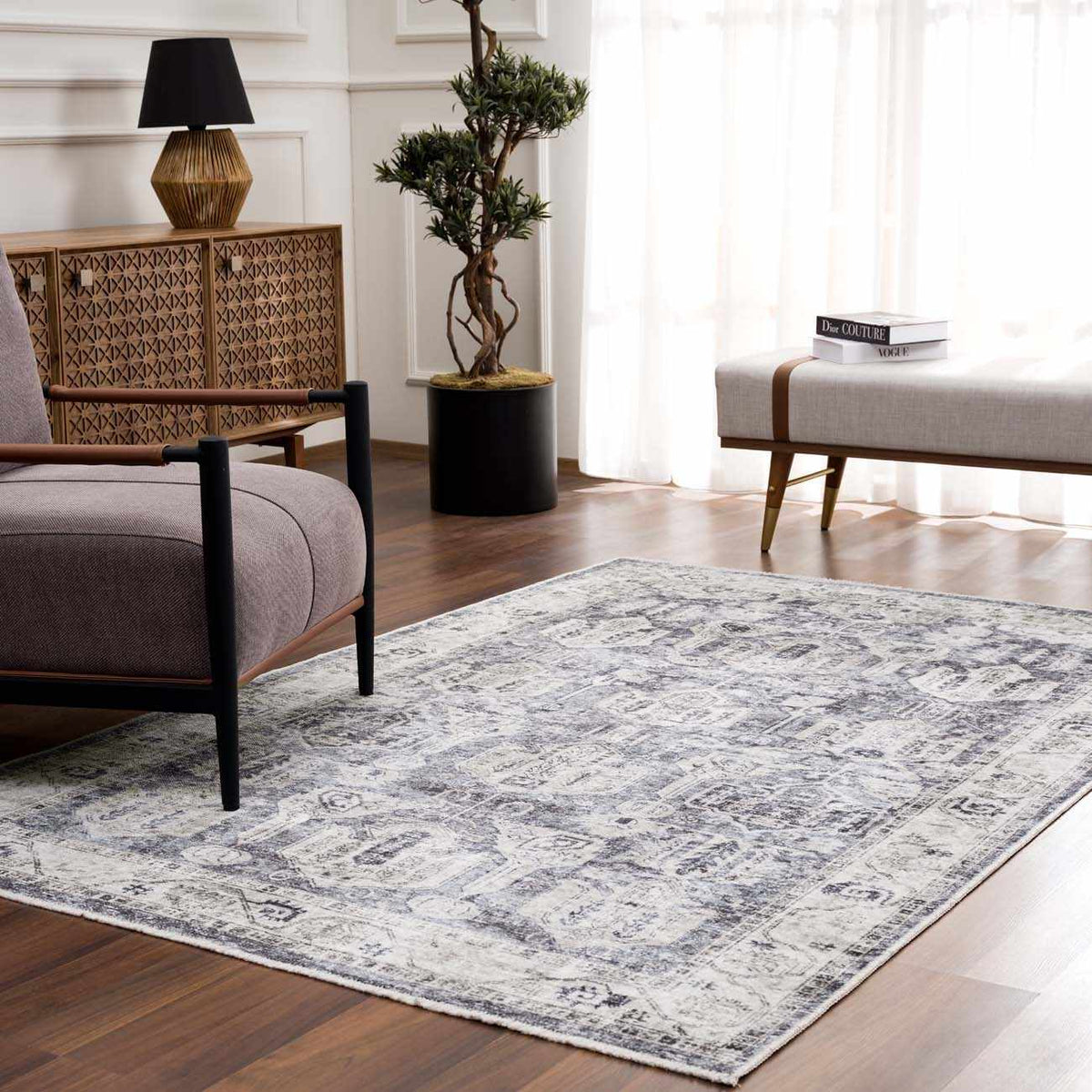 Off White Holi-4602 Washable Area Rug - Clearance