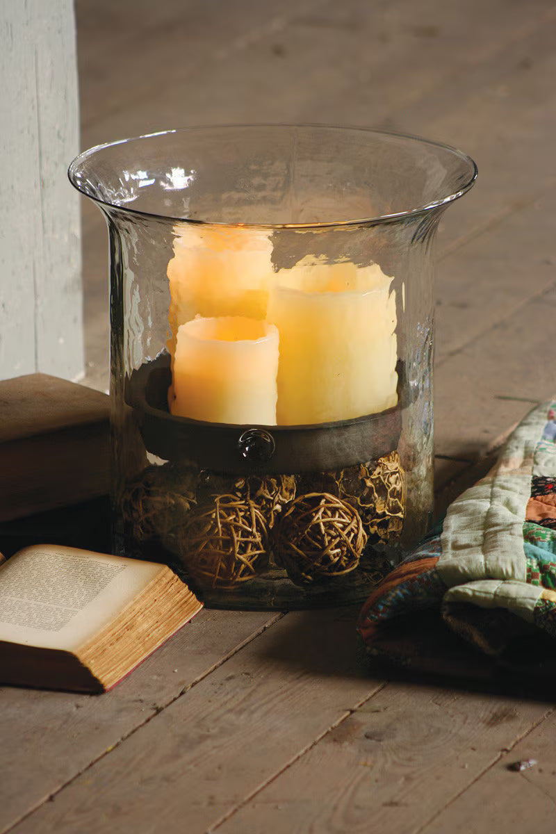 Original Glass Candle Cylinder with Rustic Insert / Small (Copy)