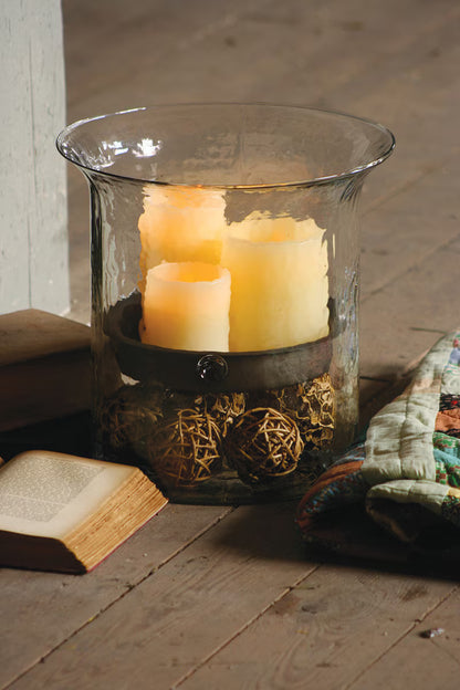 Original Glass Candle Cylinder with Rustic Insert / Small (Copy)