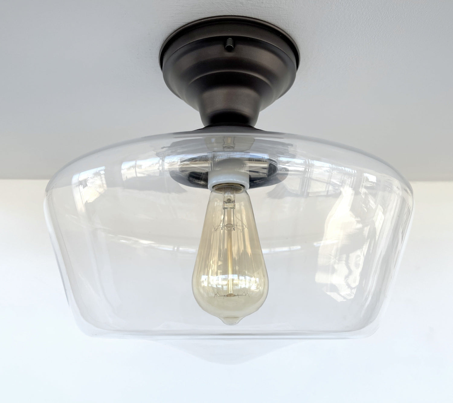 Large Clear Glass Schoolhouse Ceiling Light | 12"