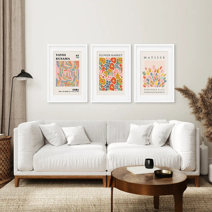 Colorful Wall Art Set of 3 Abstract Kusama Set