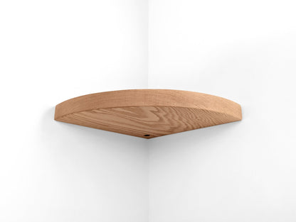 Floating Corner Shelf with Cord Hole in Oak