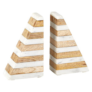 Marble And Wood Bookend