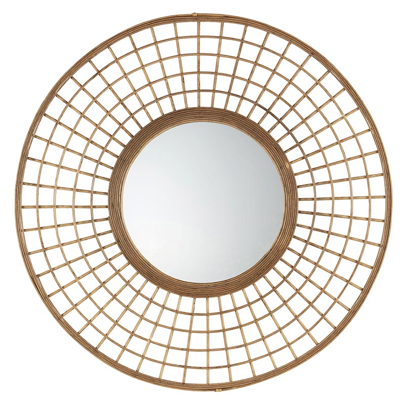 Dark Patterned Bamboo Mirror