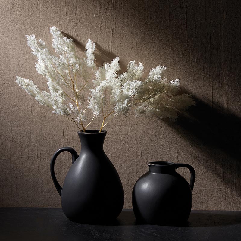 Black Ceramic Ewer Vase