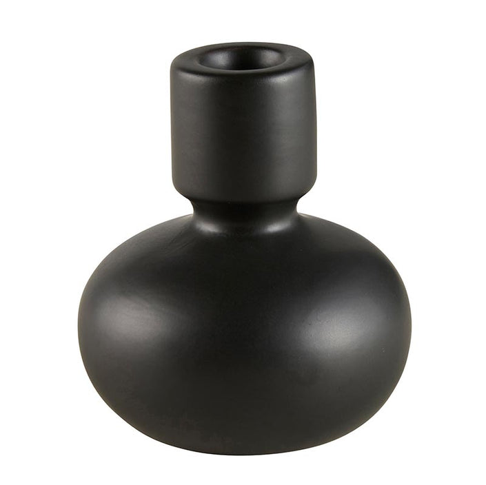 Black Round Taper Candleholder - Large - Set of 2