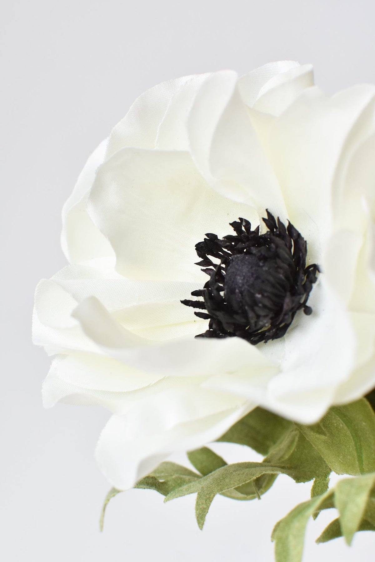 17" Faux Anemone White Stem