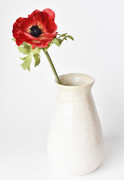 17" Faux Red Anemone Stem