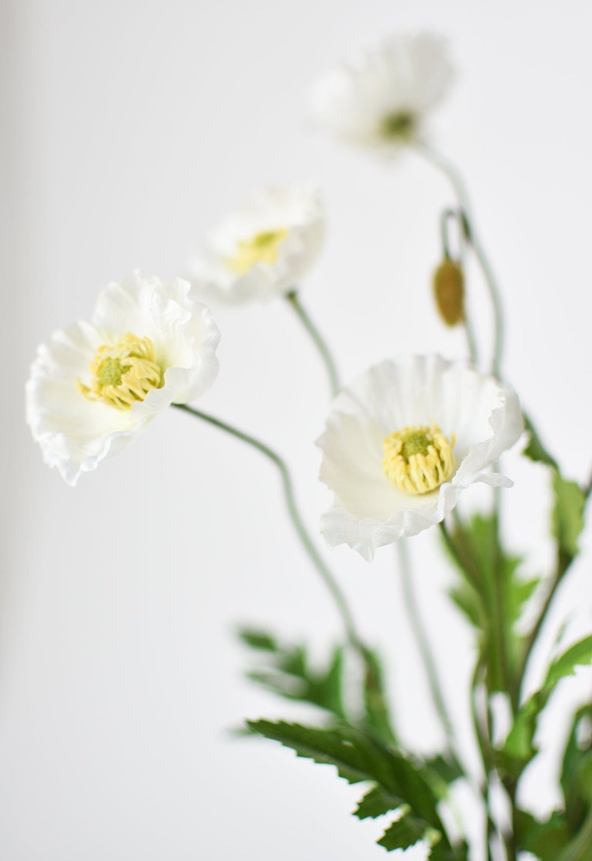 15" Faux Poppy Bush White Bush