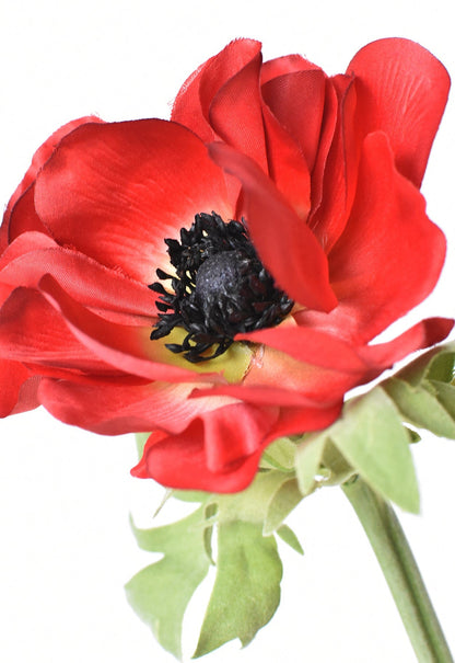 17" Faux Red Anemone Stem