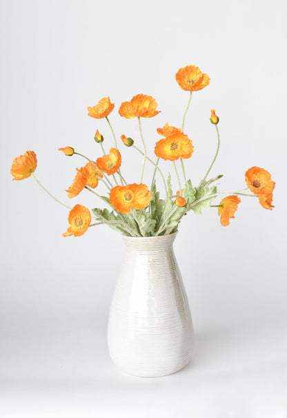24" Faux Orange Poppy Stem
