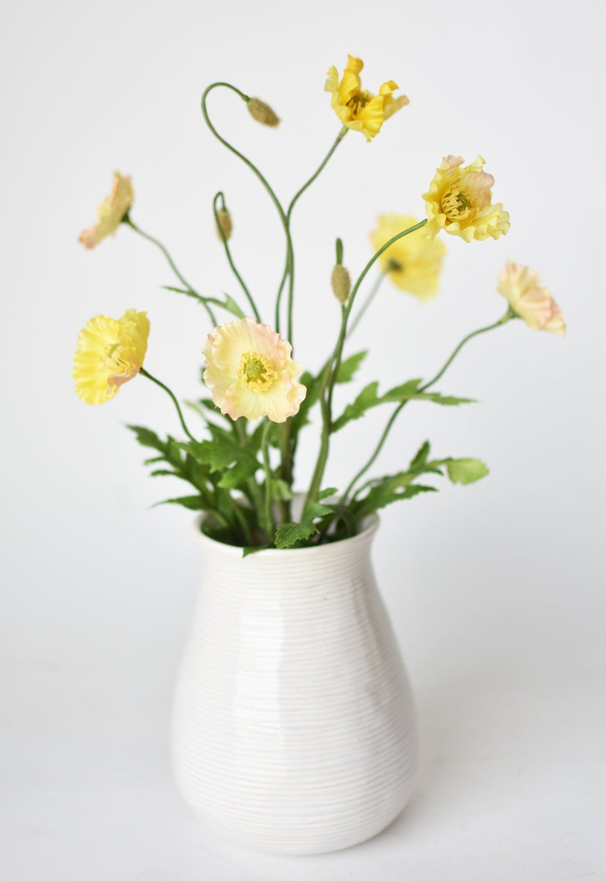 15" Faux Poppy Bush Yellow Bush