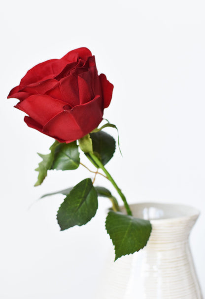 22" Faux Red Velvet Rose Stem