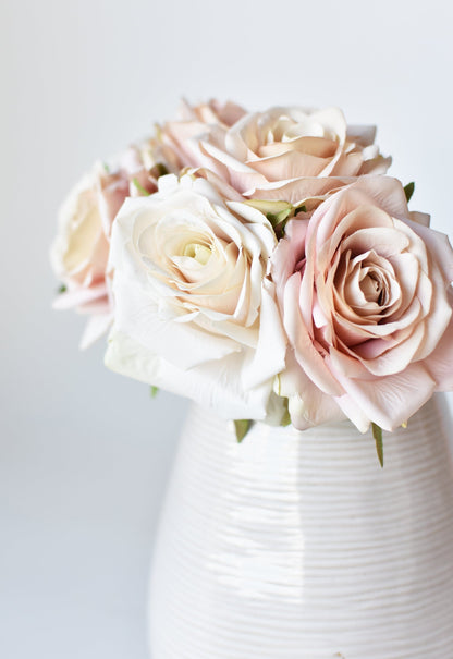 7.5" Faux Pink/Cream Rose Bundle (3)