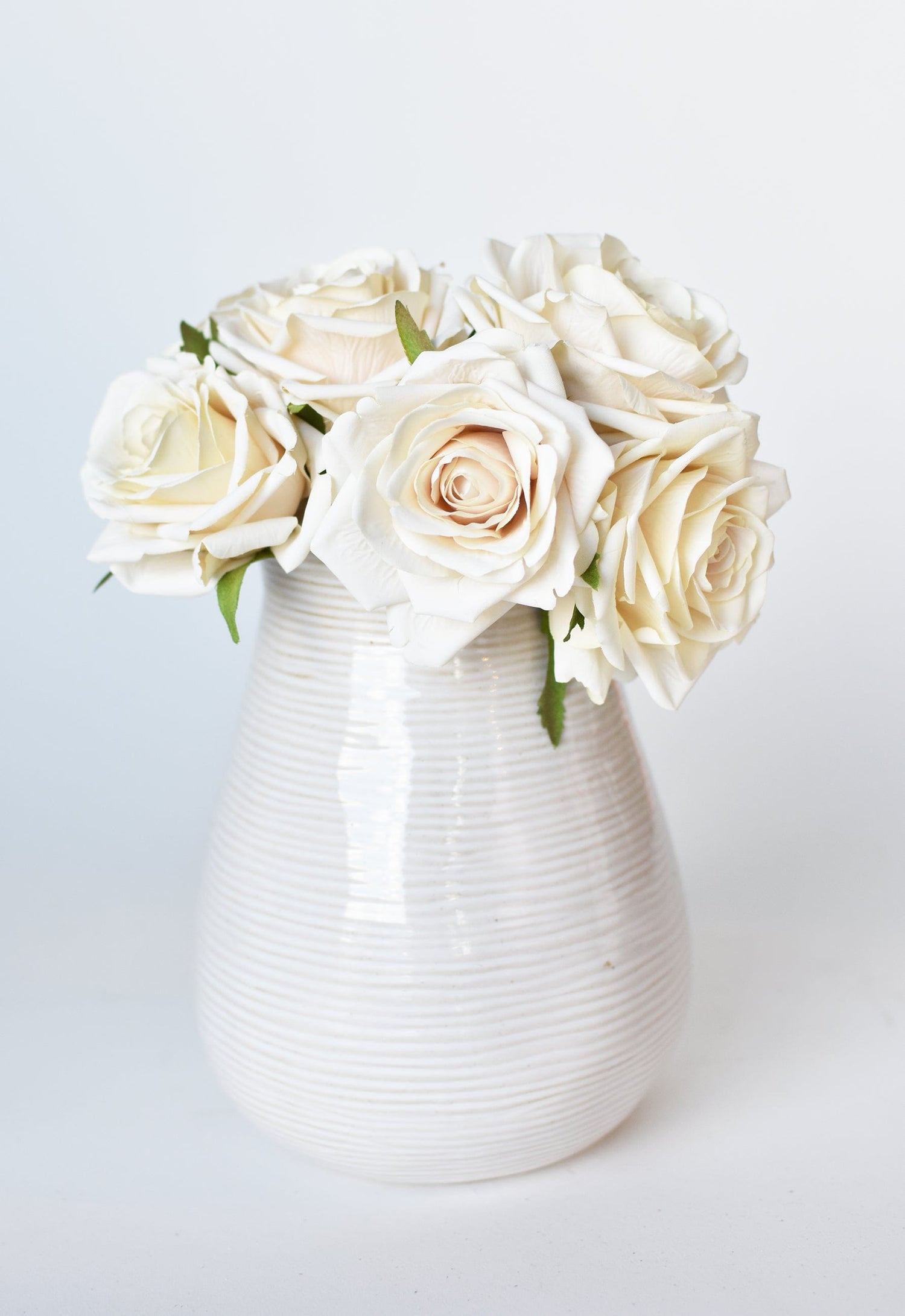7.5" Faux Cream Rose Bundle (3)