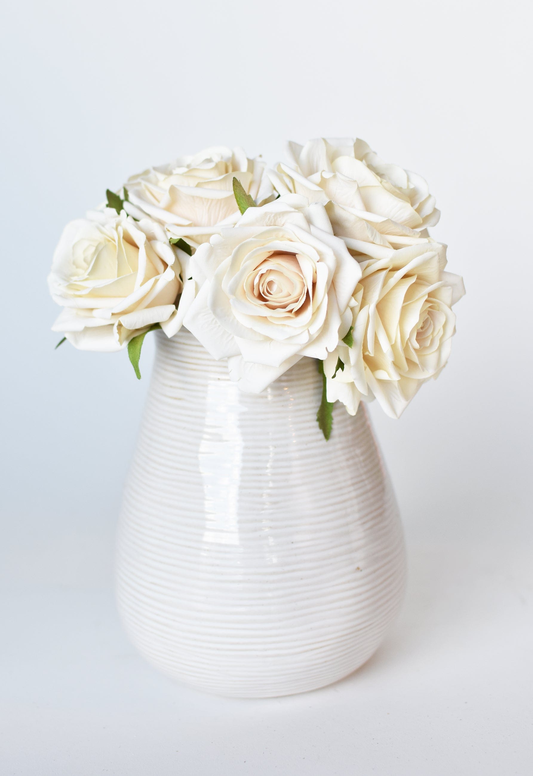 7.5" Faux Cream Rose Bundle (3)