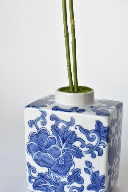 20" Faux Phalaenopsis Orchid in Blue/White Container - 2OR