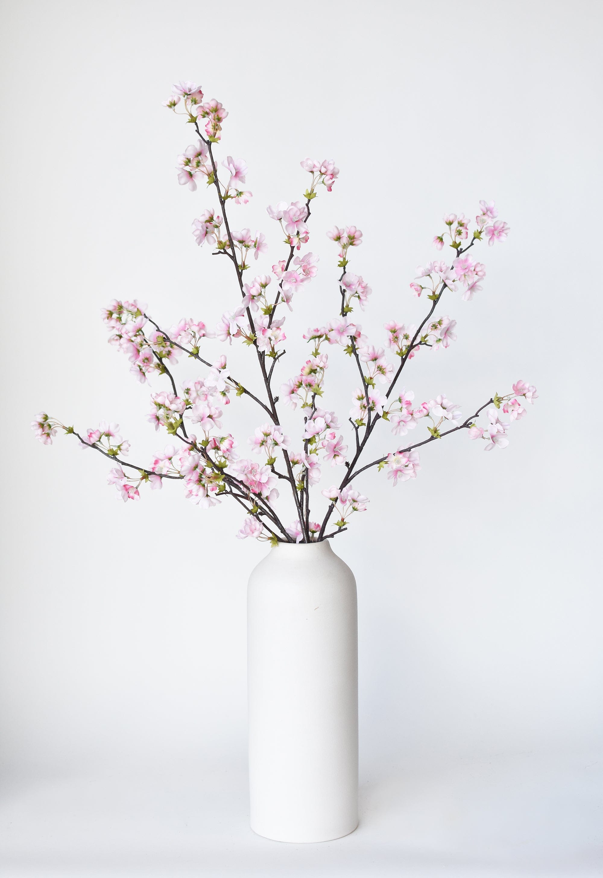 36" Faux Quince Blossom Pink Stem Flowering Branch
