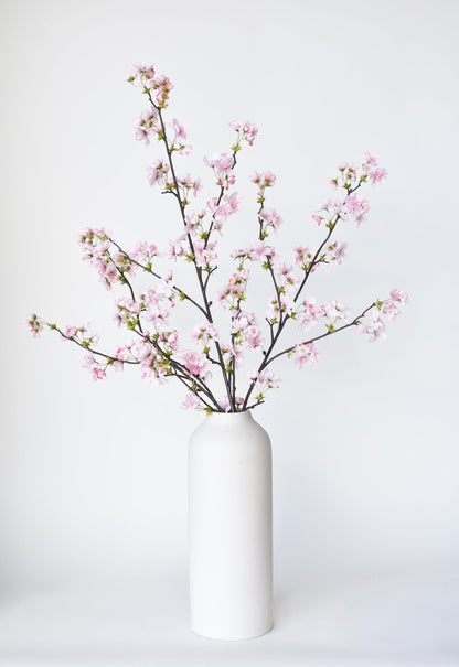 36" Faux Quince Blossom Pink Stem Flowering Branch