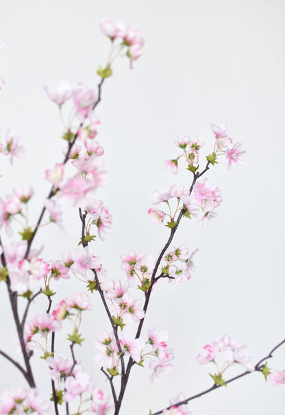 36" Faux Quince Blossom Pink Stem Flowering Branch