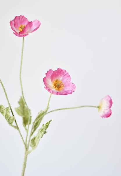 24" Faux Pink Poppy Stem
