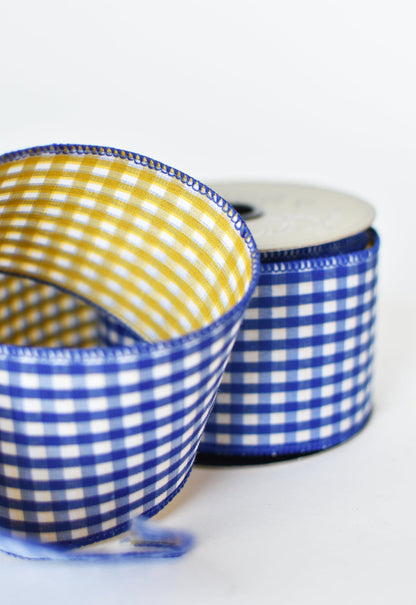 2.5" x 10yd Royal Blue/Yellow Checkered Ribbon