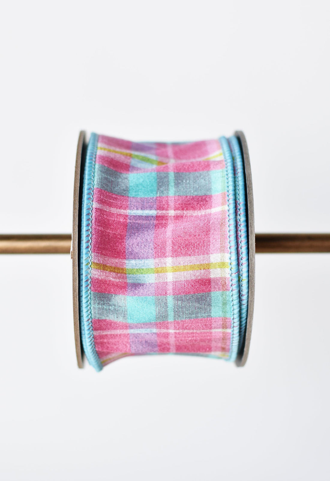 2.5" x 10yd Pink and Blue Plaid Ribbon