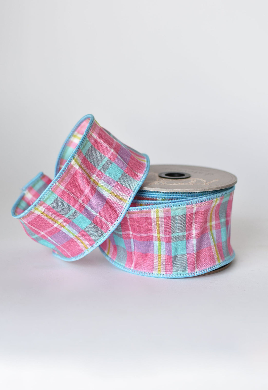 2.5" x 10yd Pink and Blue Plaid Ribbon