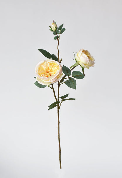 29" Faux Cabbage Rose Stem Yellow / Apricot