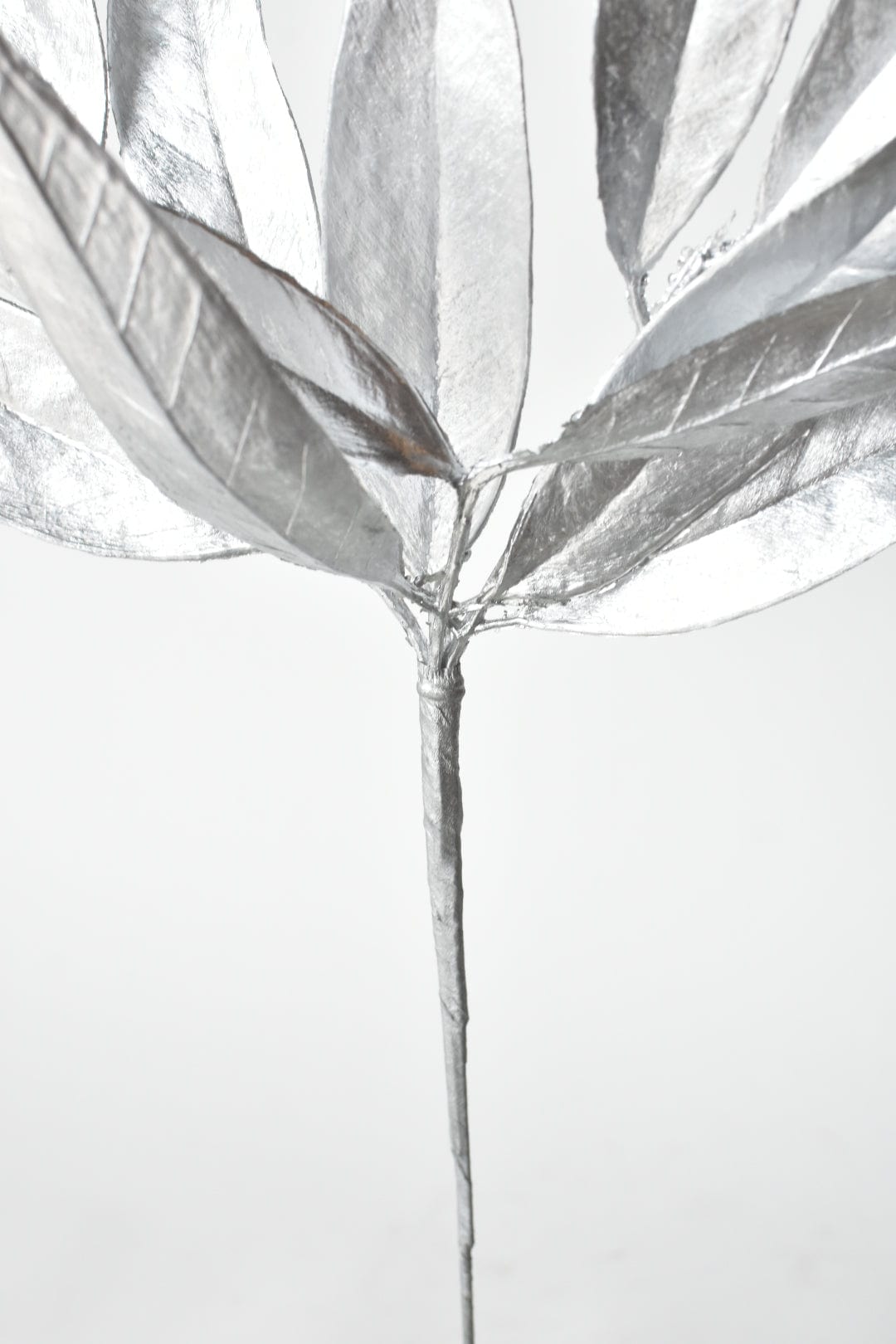 22.5" Faux Silver Metallic Bay Leaf Stem
