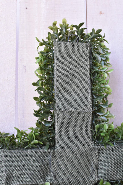 27" UV Protected Faux Boxwood Cross Wreath