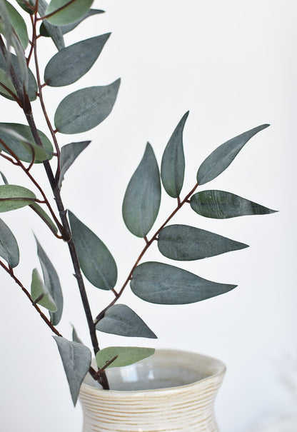 36" Faux Dark Green/Gray Ruscus Leaf Stem