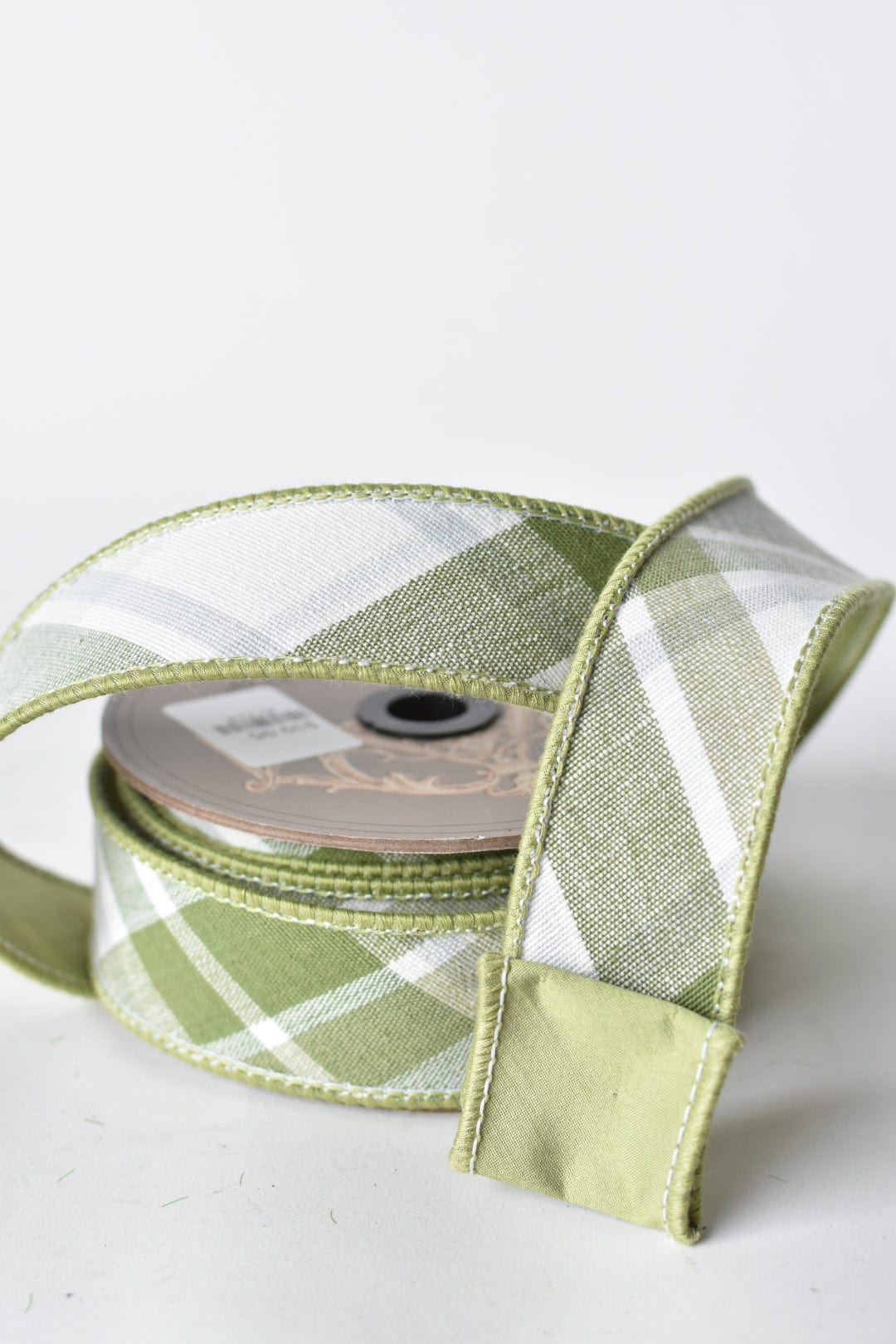 1.5"X10yd Green Plaid on the Bias w/ contrast back