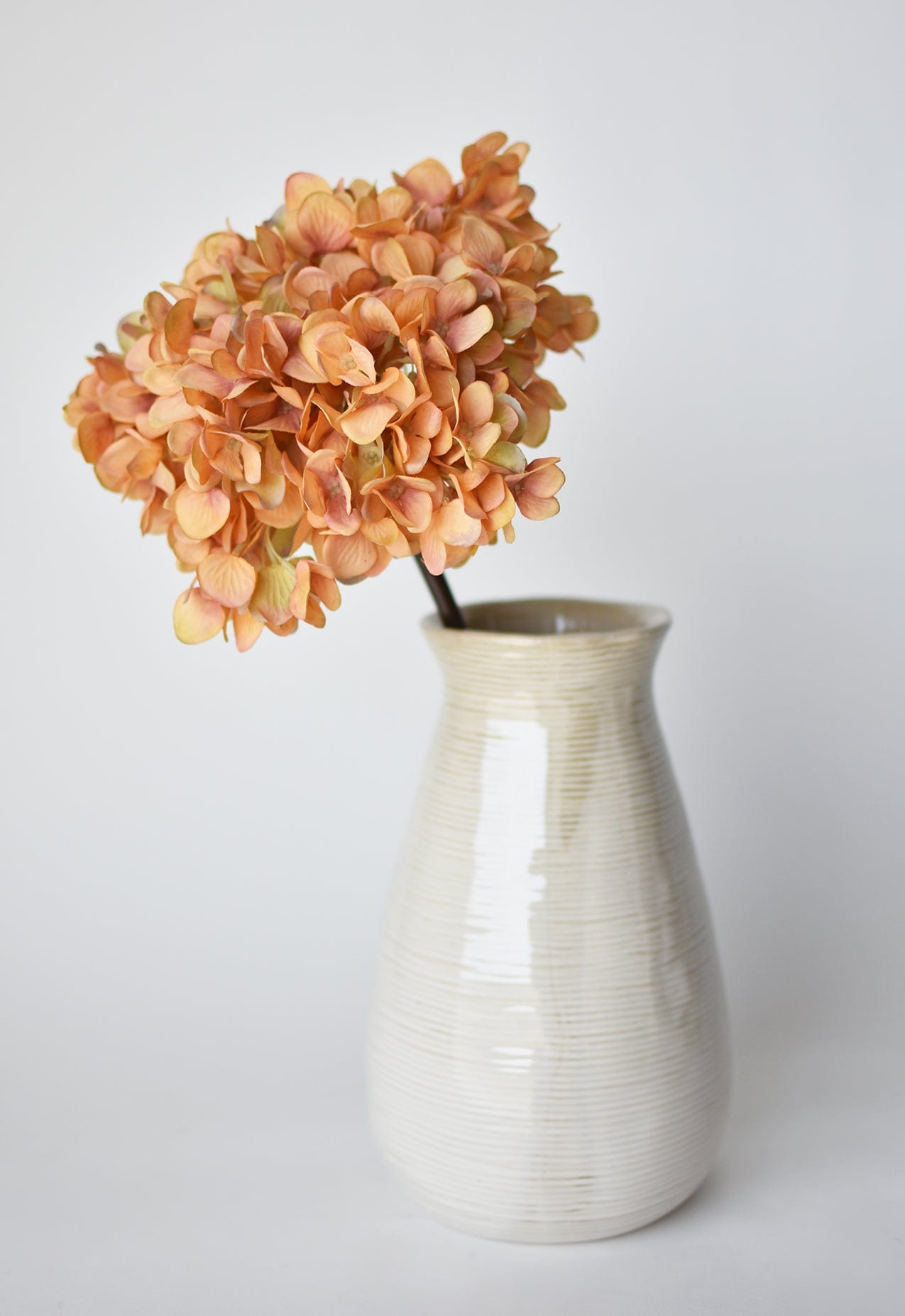 27" Faux Hydrangea Terracotta Orange Stem