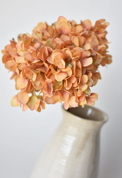 27" Faux Hydrangea Terracotta Orange Stem