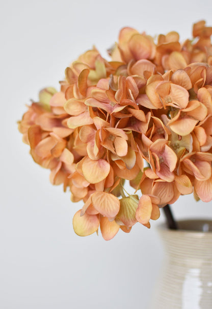 27" Faux Hydrangea Terracotta Orange Stem