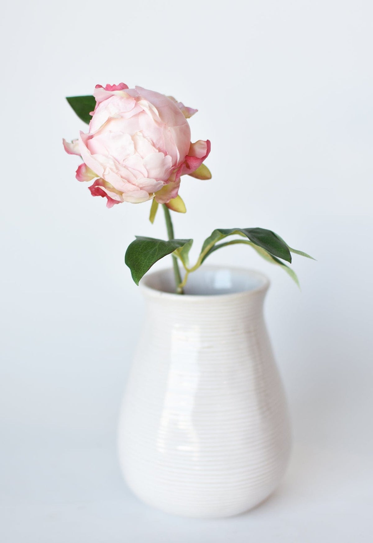 18" Faux Peony Bud Stem Light Pink