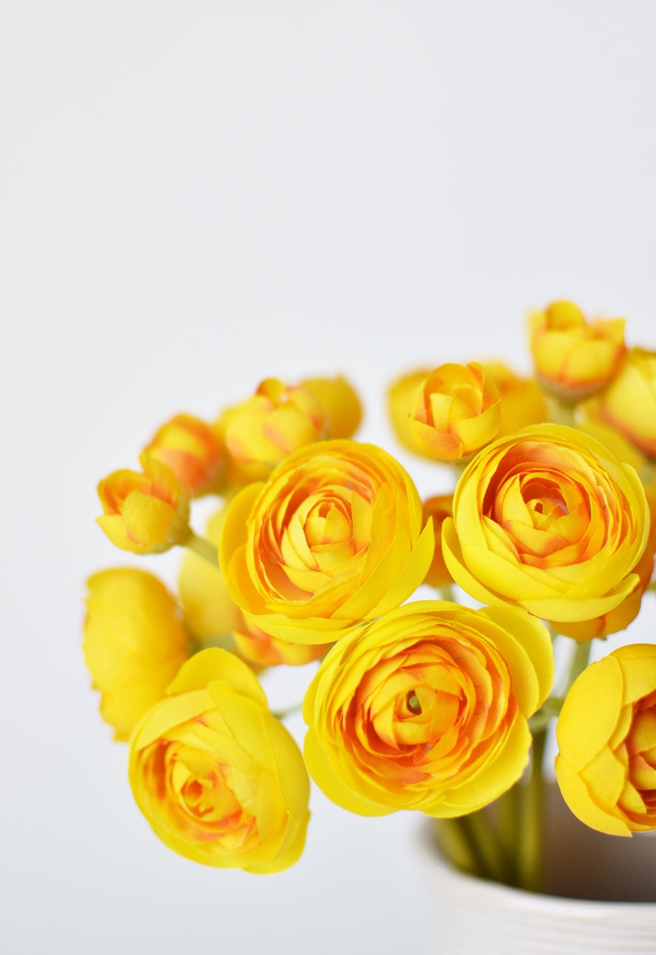 10" Faux Yellow Ranunculus Stem Bundle