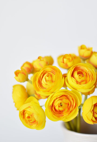 10" Faux Yellow Ranunculus Stem Bundle