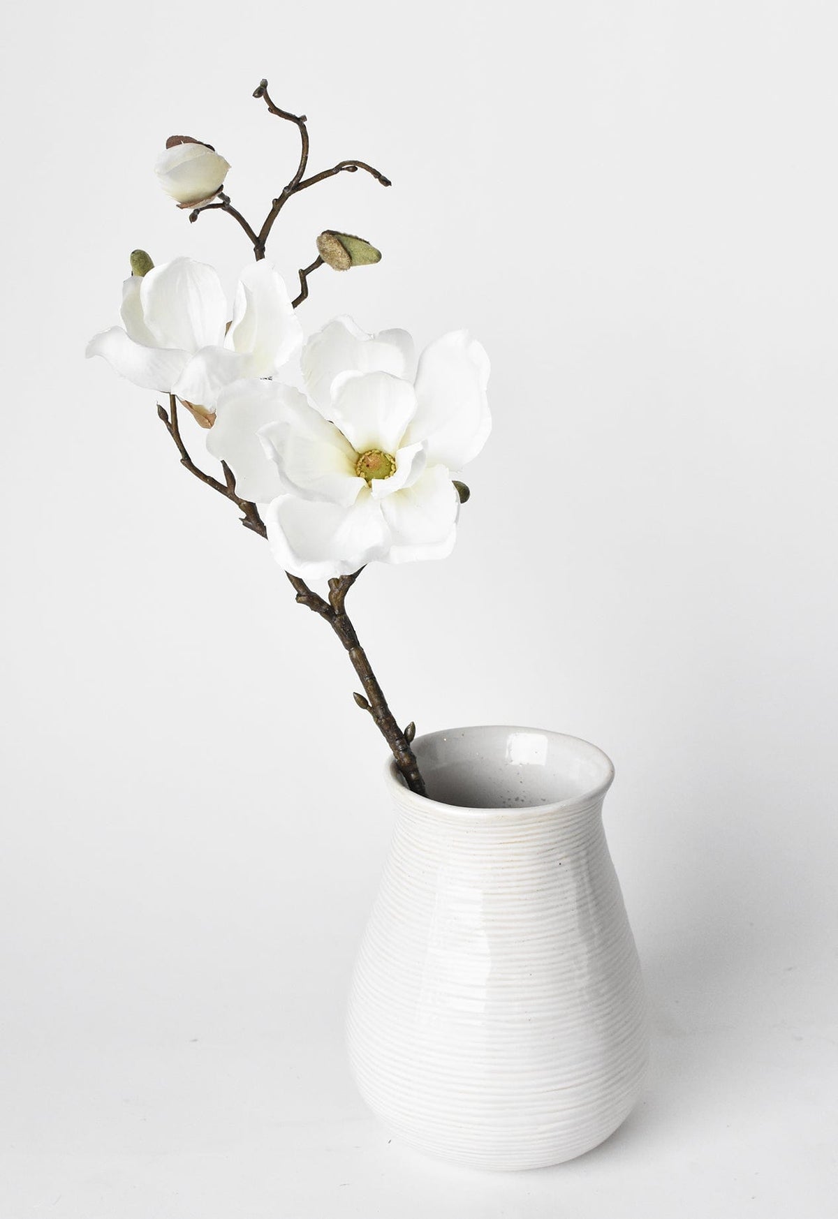 19" Faux Magnolia Stem White
