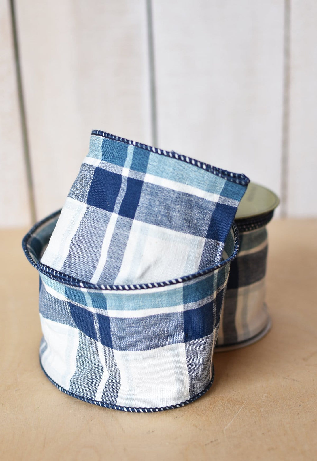 4"X10yd Blue + White  Checkered Ribbon